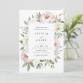 Invitation Floral Blush White Peony Frame Mariage élégant (Debout devant)