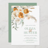 Invitation Floral Bohème moderne Sage Mariage vert (Devant / Derrière)