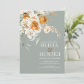 Invitation Floral Bohème Sage Mariage vert (Debout devant)