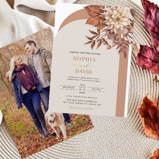 Invitation Floral Bohème Terracotta Fall Arch Mariage