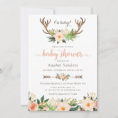 Invitation Floral Boho Antler Cactus Baby shower Succulent (Devant)