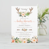 Invitation Floral Boho Antler Cactus Baby shower Succulent (Debout devant)