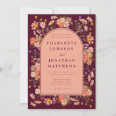Invitation Floral Boho Arch Bourgogne Mariage de automne (Devant)