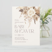 Invitation Floral Boho Baby shower neutre genre (Debout devant)