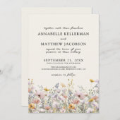 Invitation Floral Boho Beige Wildflower Wedding (Devant / Derrière)