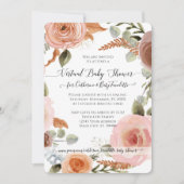Invitation Floral Boho Blush Earth Tone Bébé Douche virtuelle (Devant)