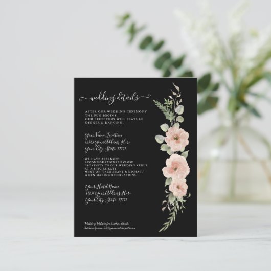 Invitation Floral Boho Blush Mint Folio Détails du Mariage (Debout devant)