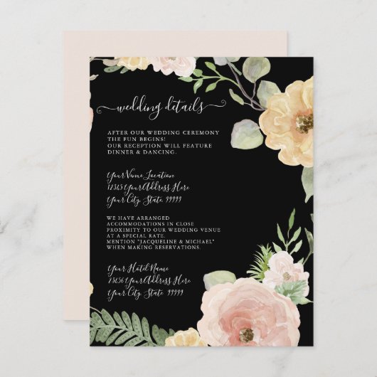 Invitation Floral Boho Blush Mustard Foliard Détails du Maria (Devant / Derrière)