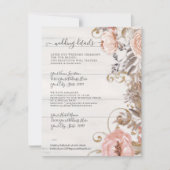 Invitation Floral Boho Blush Rose Bois blanc Détails Mariage (Devant)
