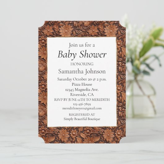 Invitation Floral Boho Brown (Debout devant)