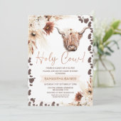 Invitation Floral Boho Brown Holy Cow Highland Baby shower (Debout devant)