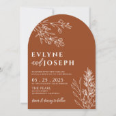 Invitation Floral Boho Burnt Orange Terracotta Arched Wedding (Devant)