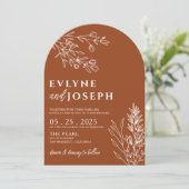 Invitation Floral Boho Burnt Orange Terracotta Arched Wedding (Debout devant)