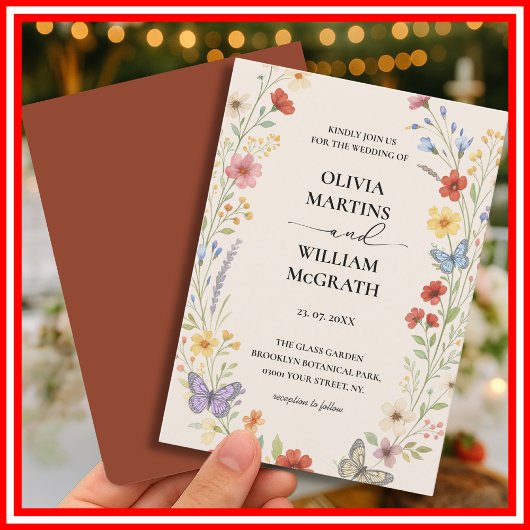 Invitation Floral Boho Burnt Orange Terracotta Mariage