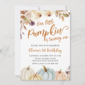 Invitation Floral Boho Citrouille automne 1er anniversaire (Devant)
