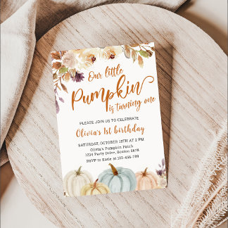 Invitation Floral Boho Citrouille automne 1er anniversaire