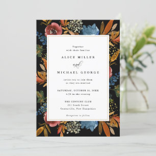 Invitation Floral Boho de la marine et de la rouille, Faire-p