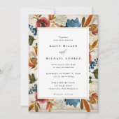 Invitation Floral Boho de la marine et de la rouille, Mariage (Devant)