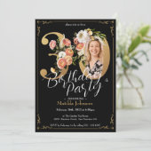 Invitation Floral Boho d'or noir 30e anniversaire (Debout devant)