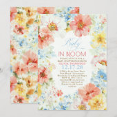 Invitation Floral Boho Elegant Baby in Bloom Baby Shower (Devant / Derrière)