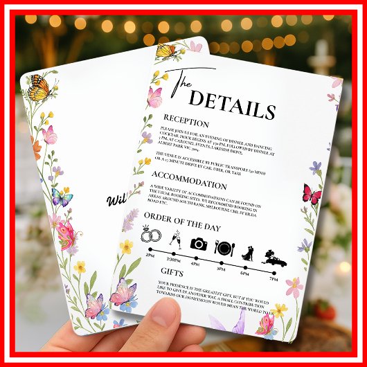 Invitation Floral Boho Fleurs sauvages Ordre du jour Mariage
