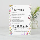 Invitation Floral Boho Fleurs sauvages Ordre du jour Mariage (Debout devant)