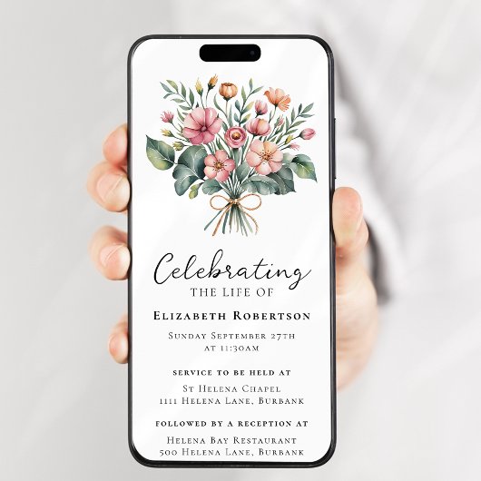 Invitation Floral Boho Funeral Digital Evite