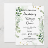 Invitation Floral Boho Greenery Wedding Anniversary  (Devant / Derrière)