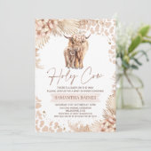 Invitation Floral Boho Highland Vache Calf Baby shower Invita (Debout devant)