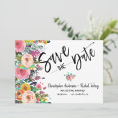 Invitation Floral Boho Mariage Script Photo Enregistrer la da (Debout devant)