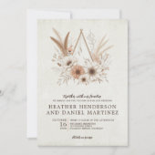 Invitation Floral Boho neutre avec Mariage de détails (Devant)