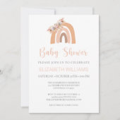 Invitation Floral Boho rose arc-en-ciel Pampas Baby shower en (Devant)