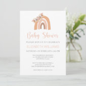 Invitation Floral Boho rose arc-en-ciel Pampas Baby shower en (Debout devant)
