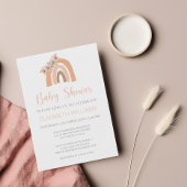 Invitation Floral Boho rose arc-en-ciel Pampas Baby shower en