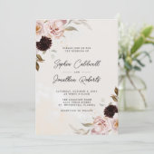 Invitation Floral Boho rose pâle tout en un seul Mariage (Debout devant)