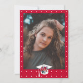 Invitation Floral boho rouge marine Fête de graduation PHOTO (Dos)