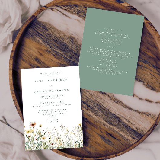 Invitation Floral Boho Rustique tout en un Mariage