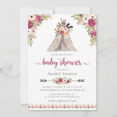 Invitation Floral Boho Teepee Chic Arrows Baby shower tribal (Devant)