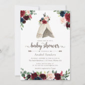Invitation Floral Boho Teepee Chic Arrows Baby shower tribal (Devant)