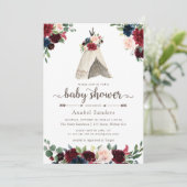 Invitation Floral Boho Teepee Chic Arrows Baby shower tribal (Debout devant)