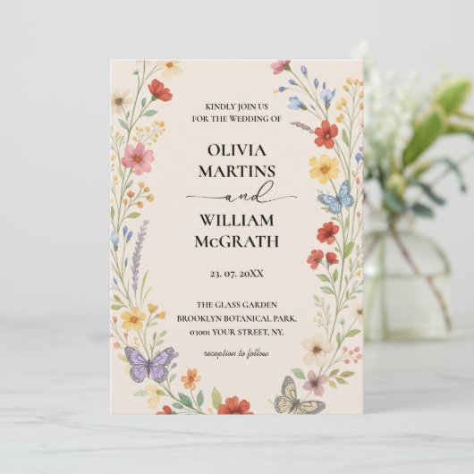 Invitation Floral Boho Terracotta Mariage (Debout devant)