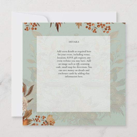 Invitation Floral Boho Terracotta Sage Tea Party N'IMPORTE QU (Dos)