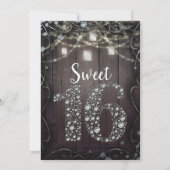 Invitation Floral Bois Diamond Bling 16 Anniversaire Photo (Dos)