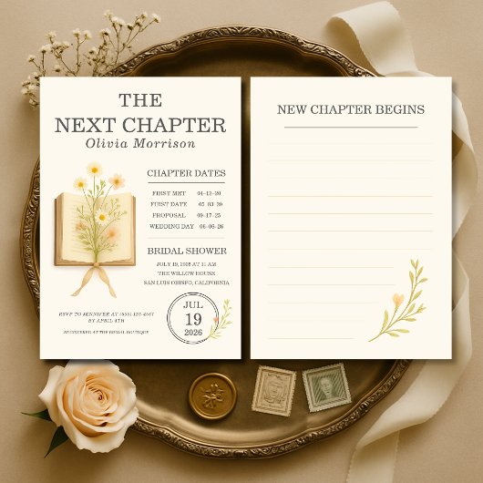 Invitation Floral Books Next Chapter Begins Bridal Shower