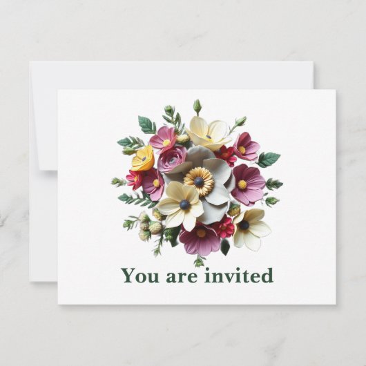 Invitation Floral Boquette 3 D Fleurs (Devant)