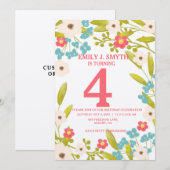 Invitation Floral Border Flower Garden Fête d'anniversaire po (Devant / Derrière)