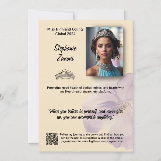 Invitation Floral Border Promotional Pageant Prints | QR Code (Dos)