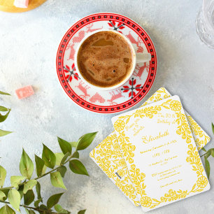 Invitation Floral botanique blanc et or 30e anniversaire