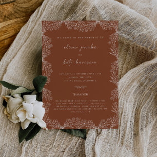 Invitation Floral Botanique Brûlé Orange & Terracotta Mariage