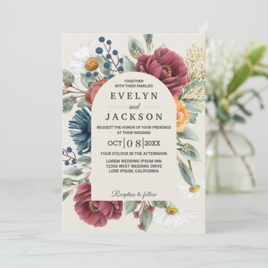 Invitation Floral Botanique moderne Rustique Boho Mariage (Debout devant)